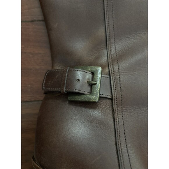 Cole Haan Leather Boots Size 9.5 – Brown Mid-Calf Knee-High Block Heel Buckle - Picture 2 of 7